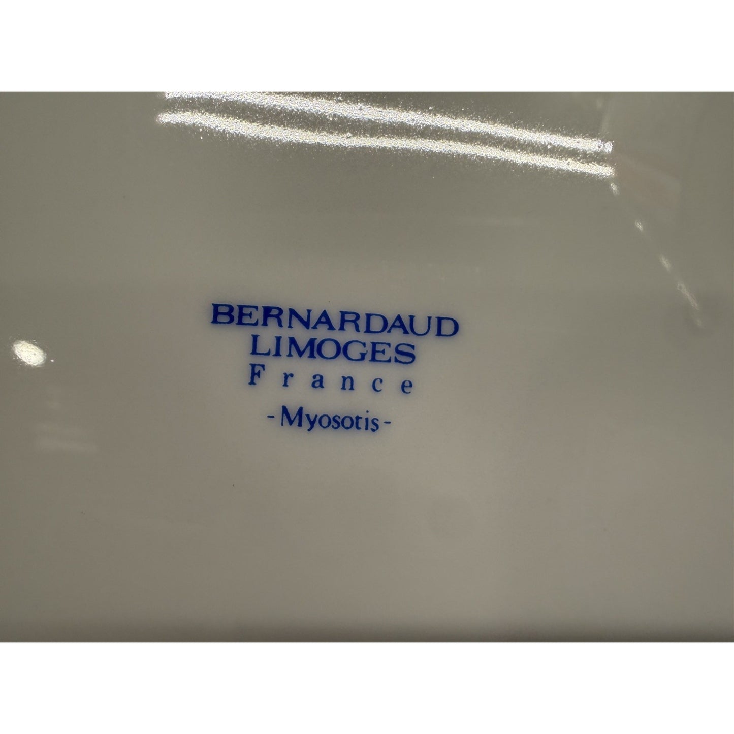 Bernardaud Limoges France Myosotis Handled 11” Cake Plate platter blue flowers
