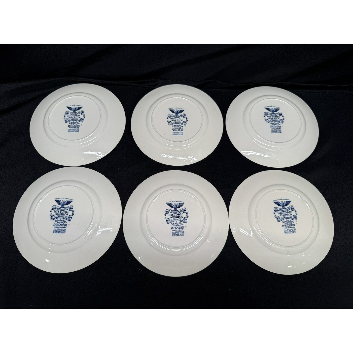 (6) Johnson’s Bros. Historic America Boston Hancock House 7” salad Plate VTG
