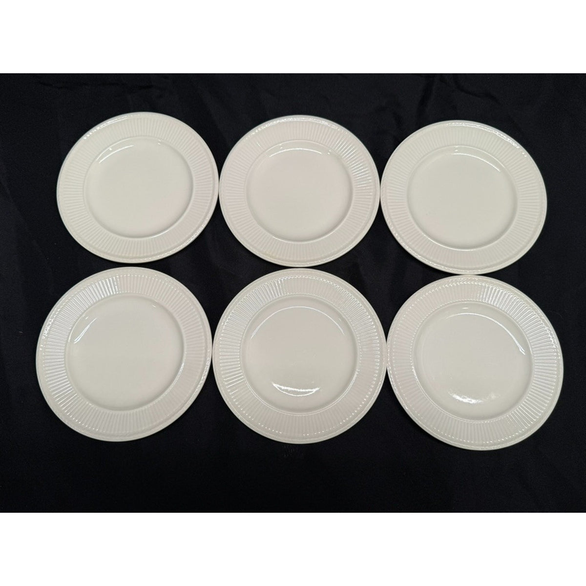 Set of 6 Wedgwood Edme Cream/ White Round Bread Plates Lined Rim 6.5" Vintage