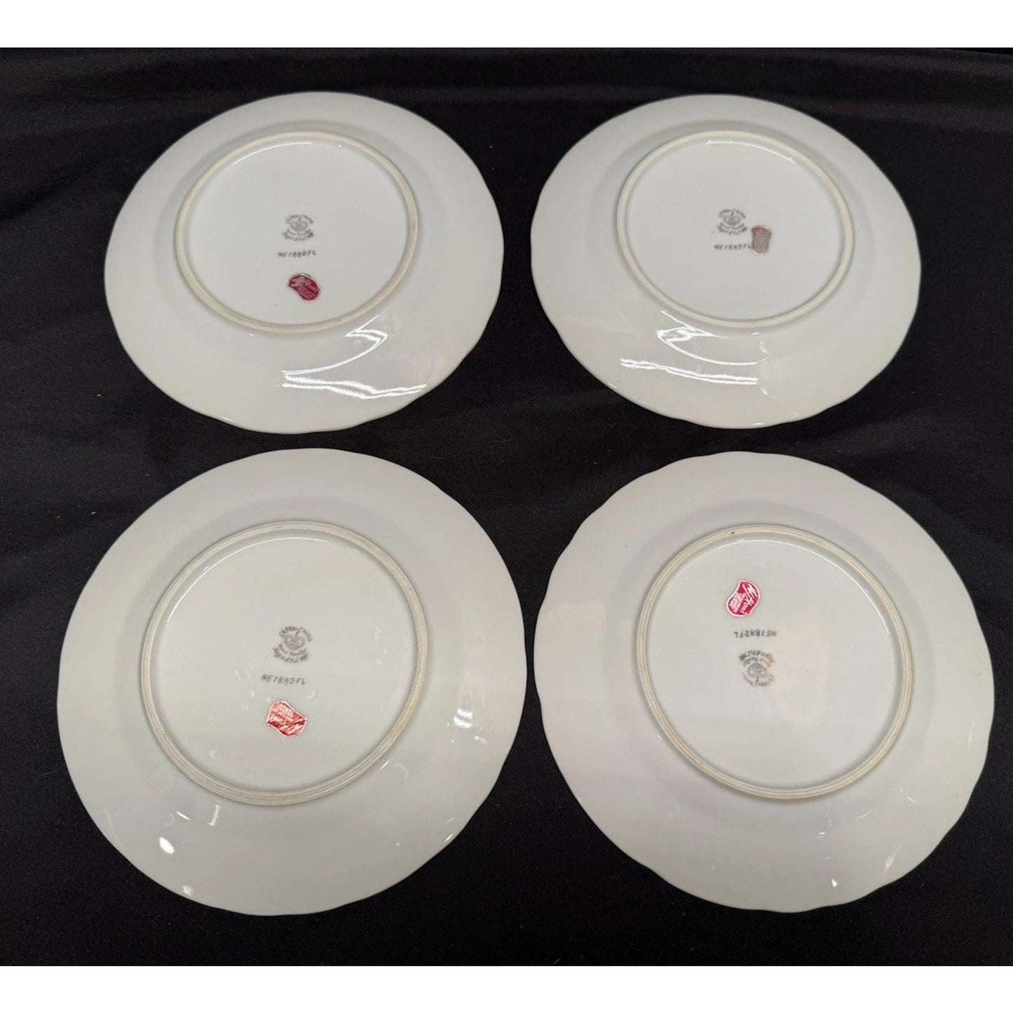 Set of 4 Vintage Lefton Heritage Brown Floral Hand-Painted Salad Plates 7.25”