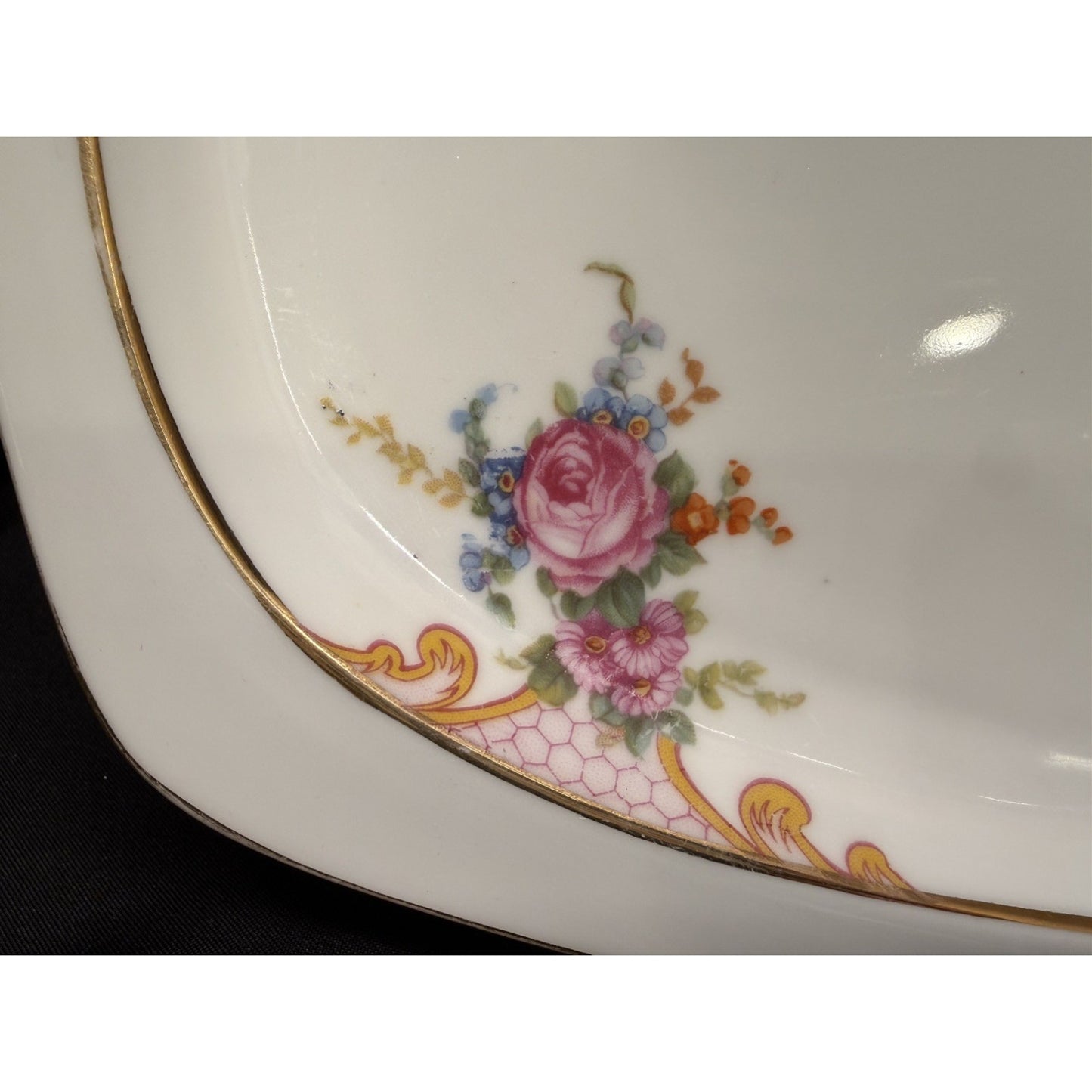 Epiag Czechoslovakia Vintage bridal rose Oval Serving Platter 14.5” porcelain