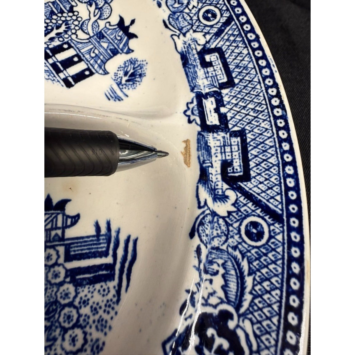 Set of 3 Blue Willow Divided Plates/Grill Plates Made in Poland 10.75" Vintage