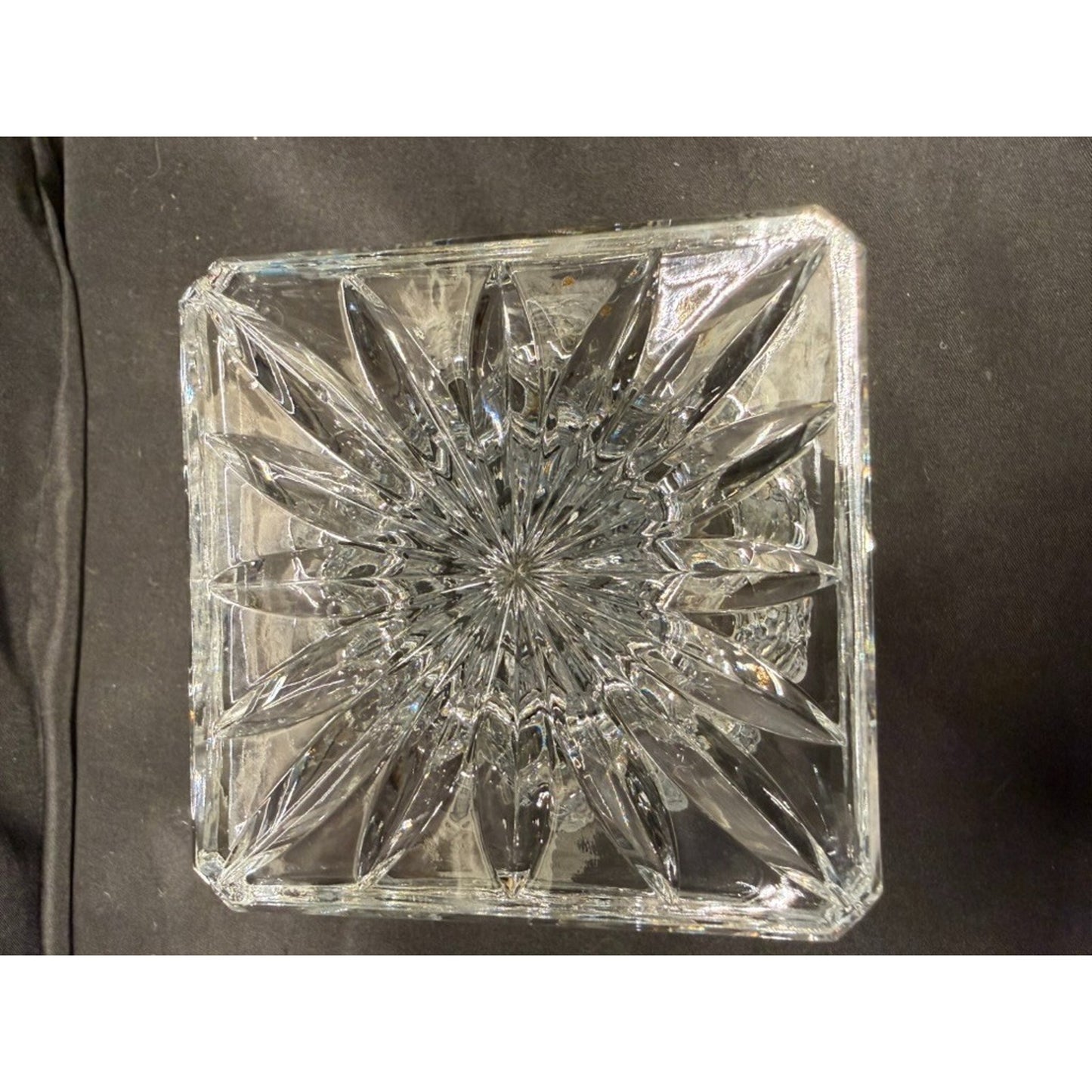 Vintage Bohemia Crystal Pedestal Candy Dish/ Centerpiece Dish square base 5.5"