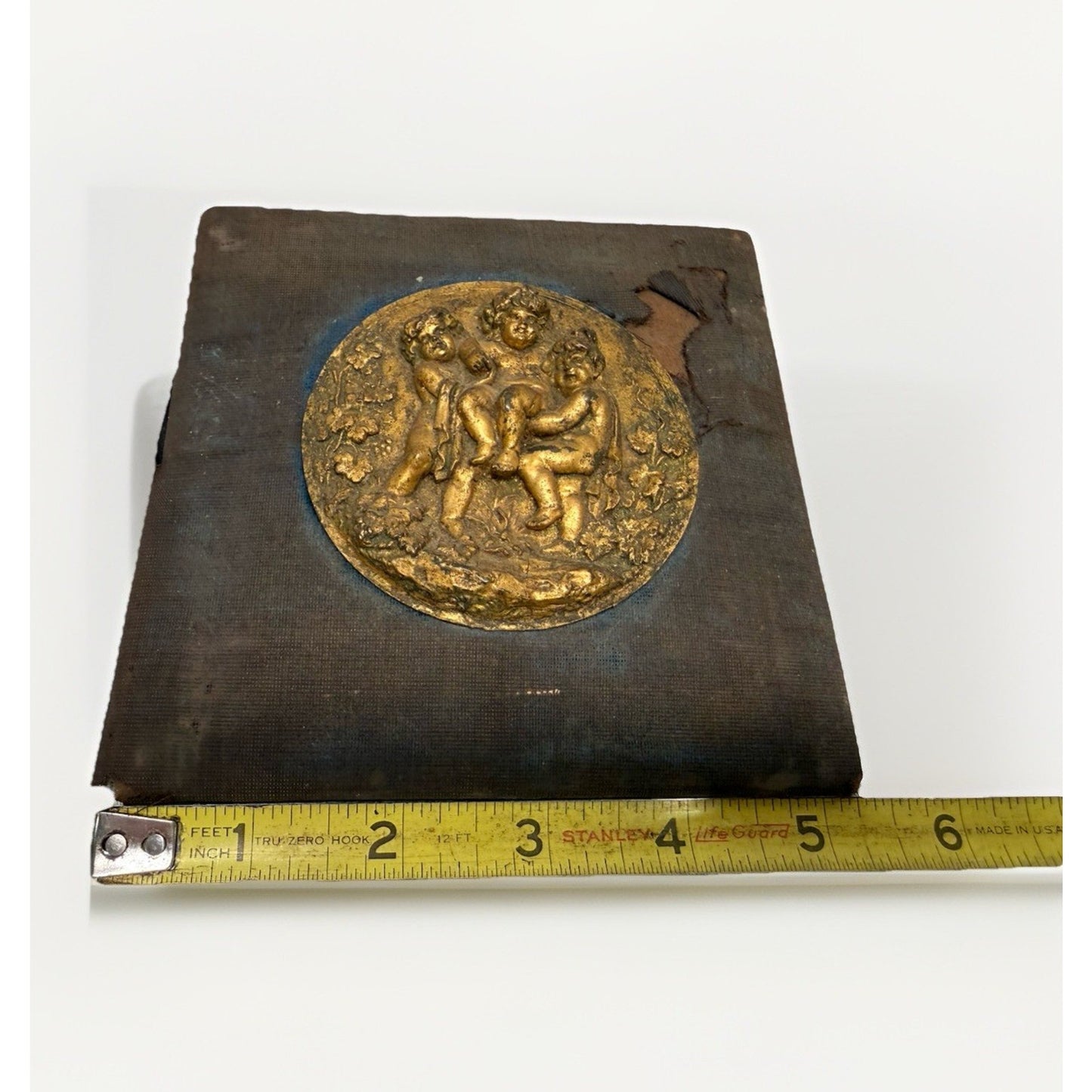 Rare Antique French Style 3 Cherubs Brass/bronze Relief Plaque Casting Late 1800
