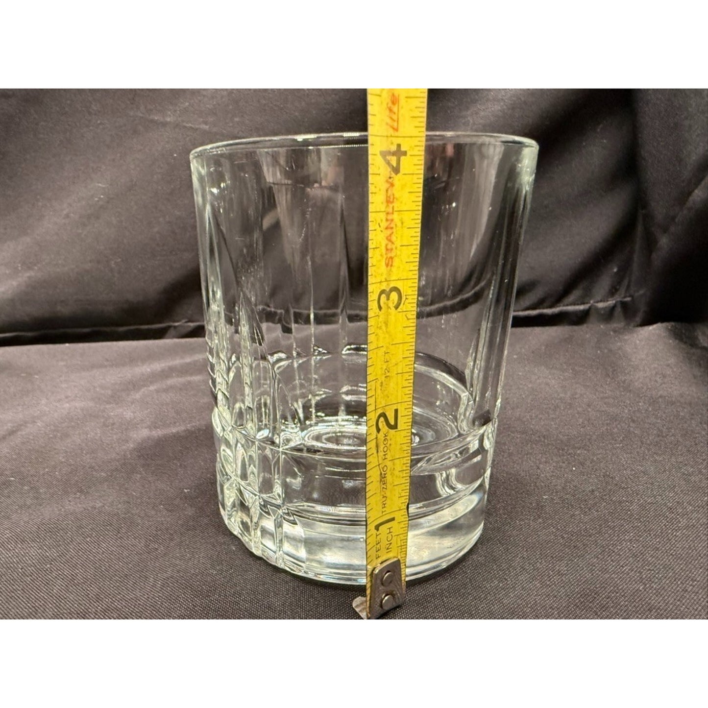 Set of 6 clear old fashioned whisky rocks glasses 4" small tumblers round USA
