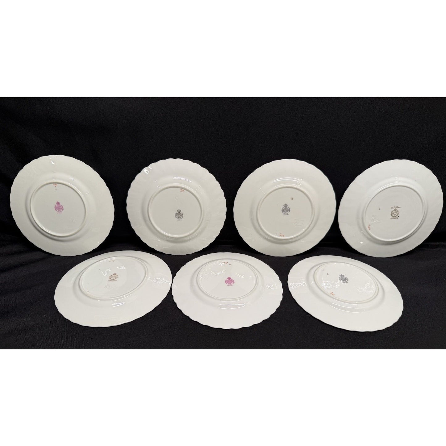 Set of 7 Minton Bone China Cheviot Gold leaf round Bread Plates 6.25” England