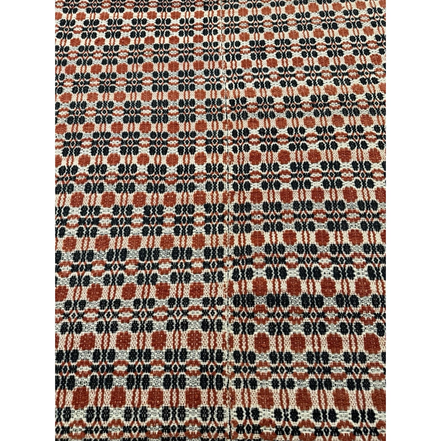 Antique Wool Overshot Coverlet Handwoven 4 Pattern Red Black White Full/queen
