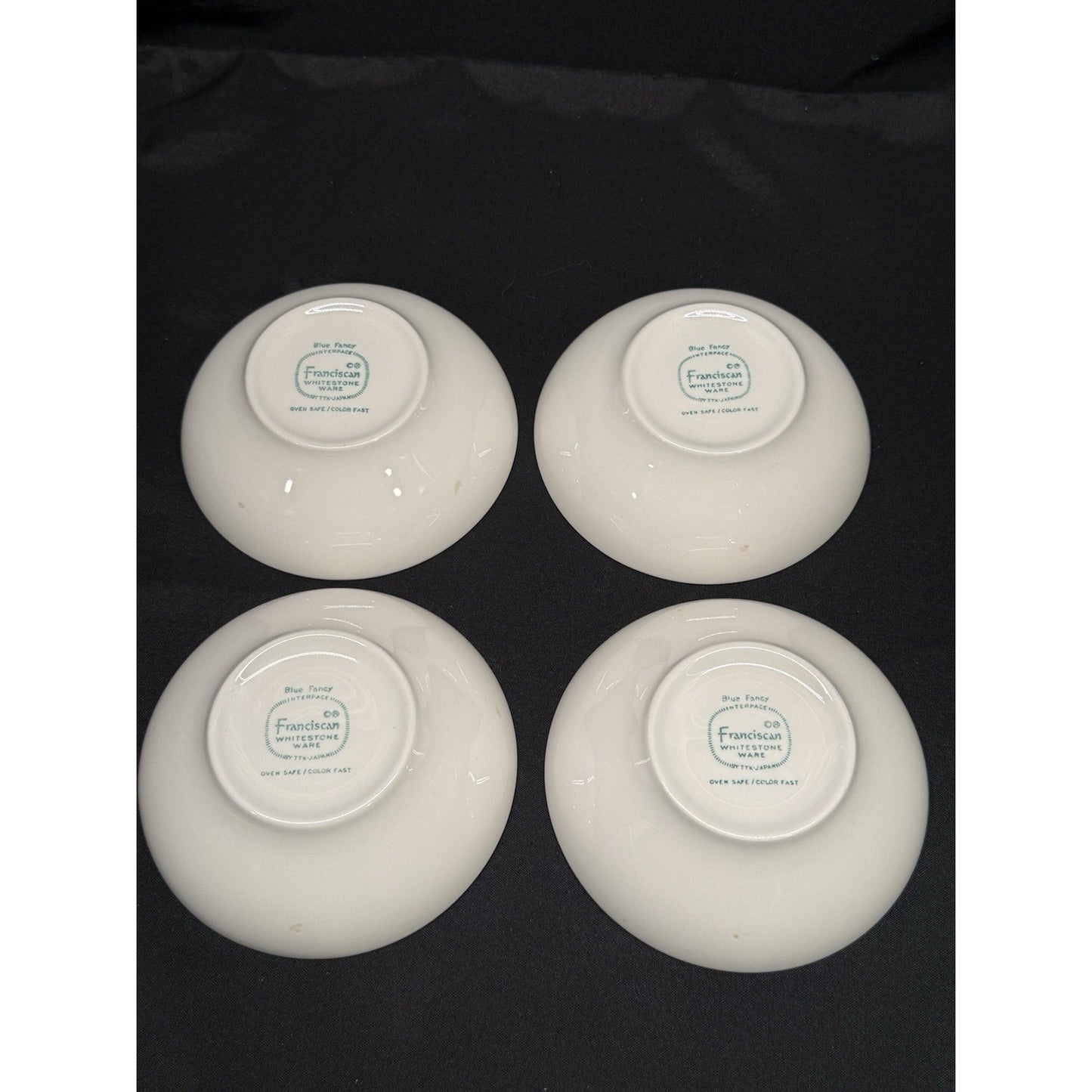 Franciscan Blue Fancy Stoneware Berry snack Bowls Blue White 5” X 1.5” Set Of 4