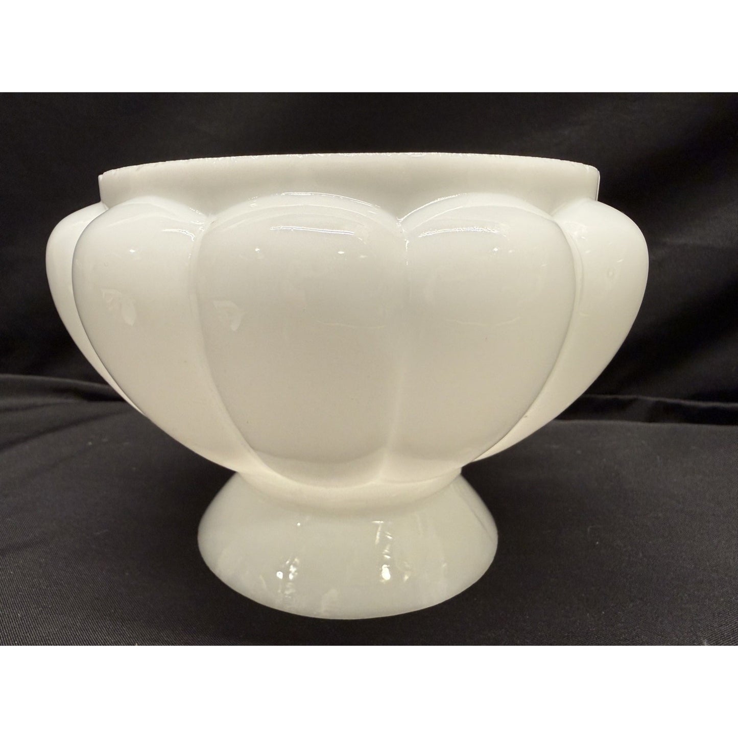 B & P opal White milk glass Melon shade style student Lamp Shade hand blown 6”