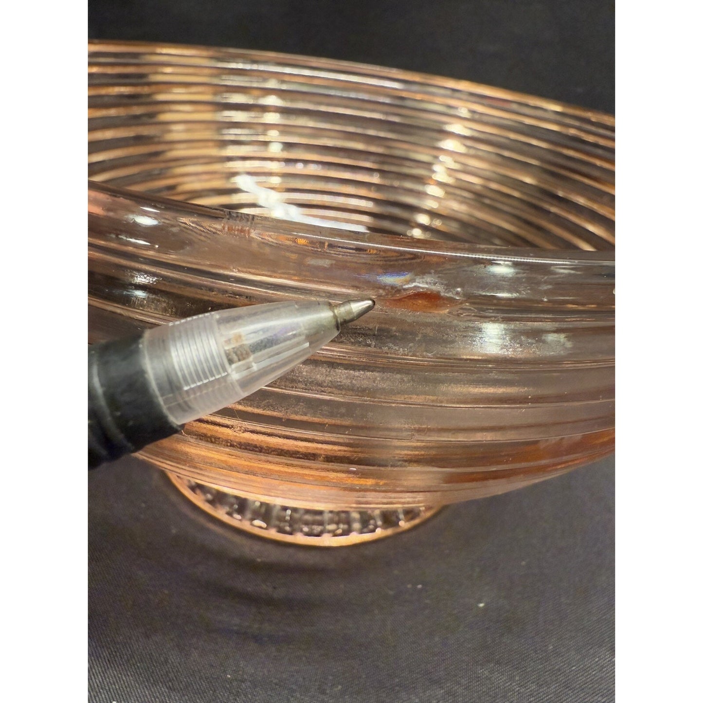 Anchor Hocking 1930s Pink Manhattan Depression glass pedestal bowl with handles