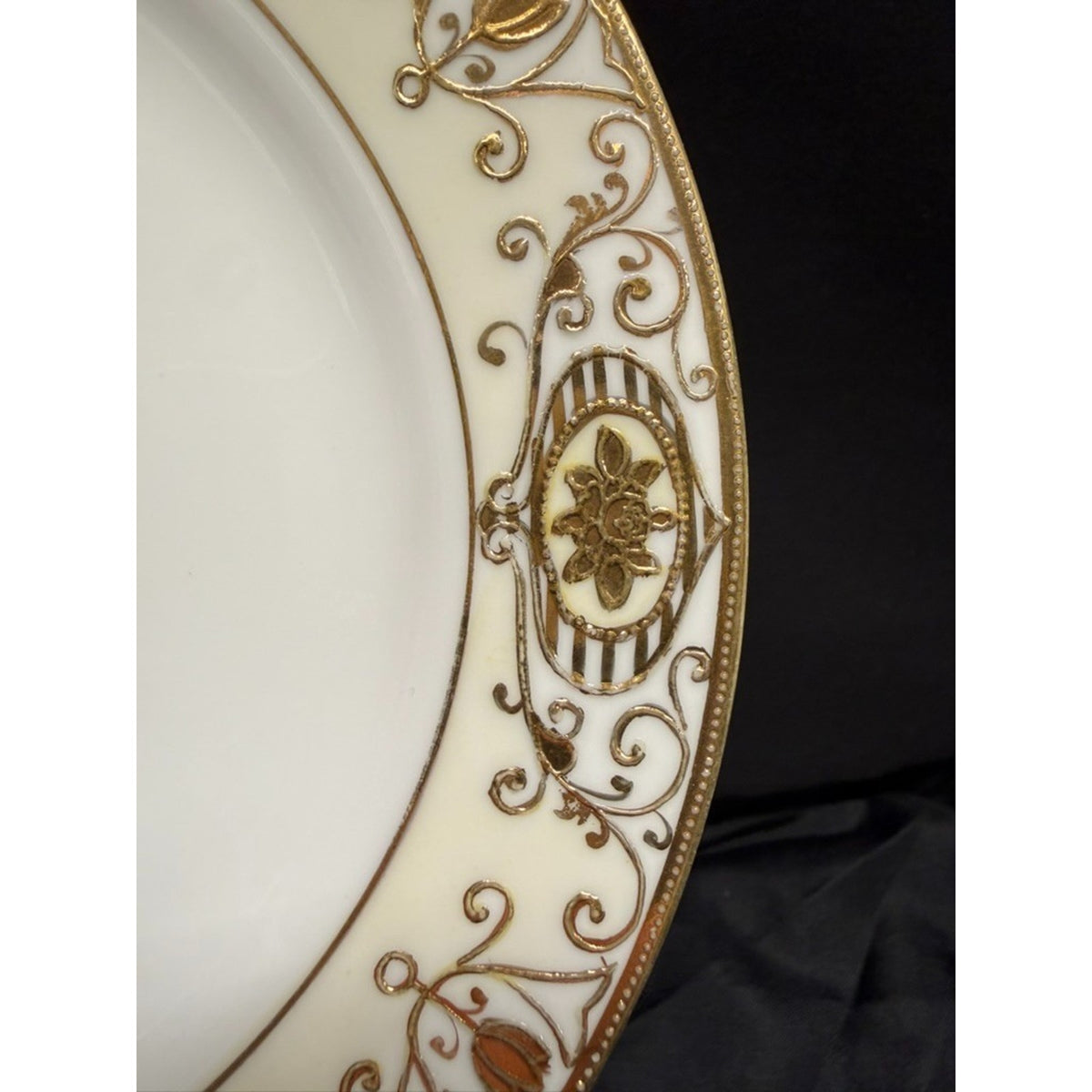 Set of 3 Noritake "Christmas Ball" 7.75" Salad Plates Round Gold Encrusted VTG