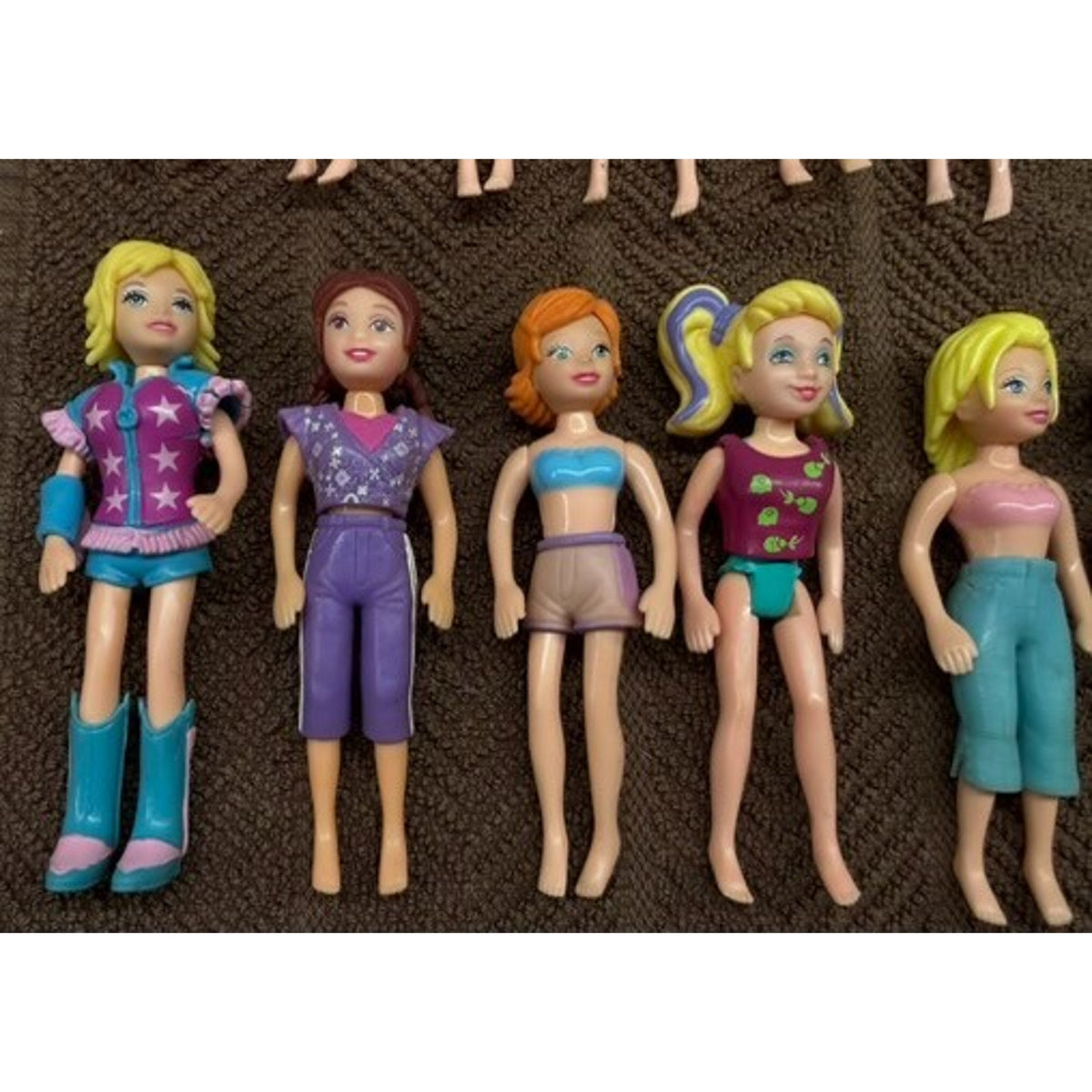 34 Pc Polly Pocket Dolls Including 2 Rick Dolls & Disney 3.5-4" tall Vintage