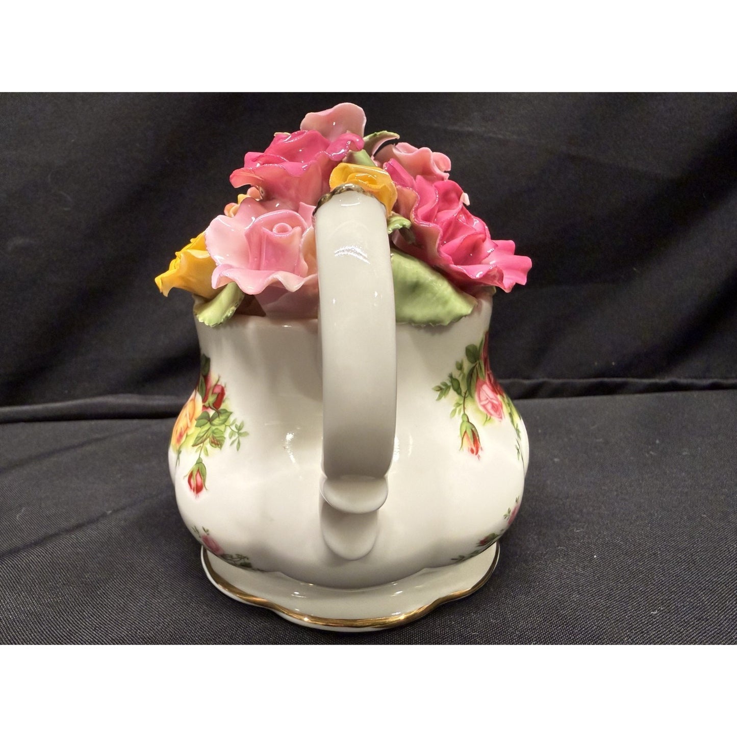 RARE Royal Albert Old Country Roses Floral Teapot Music Box Vintage WORKING!