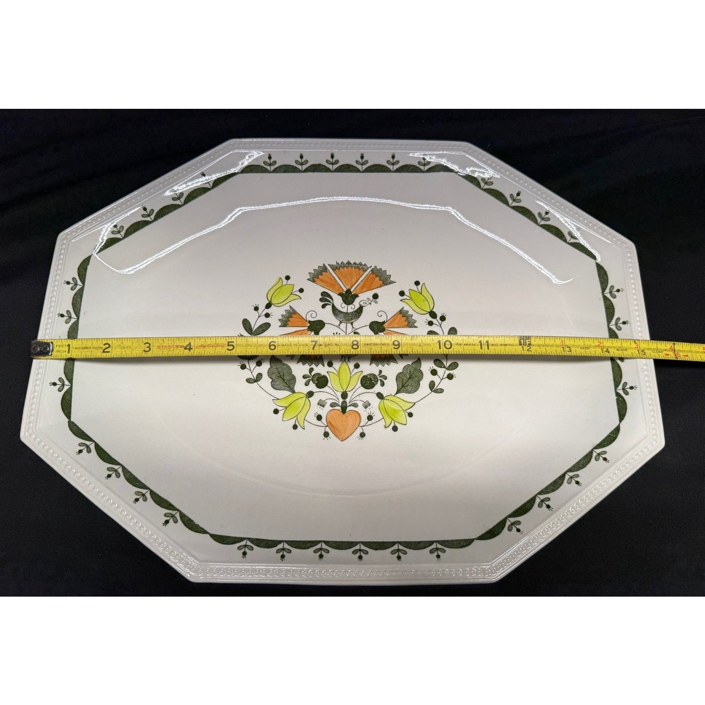 Set of 2 Johnson brothers Greenfield oval/ octagon platters 13.75” & 15.25” VTG