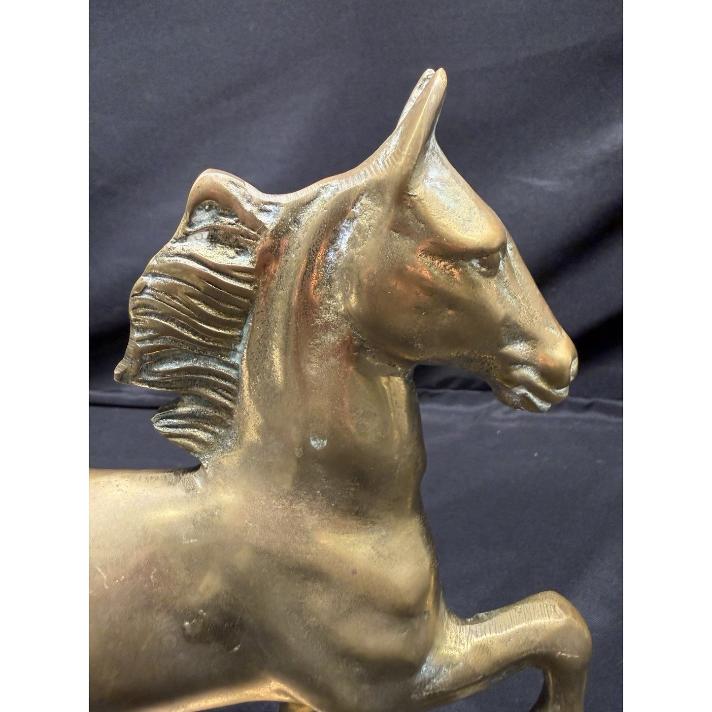 Williamsburg Pottery Factory Solid Brass Horse Statue Vintage 10” Equestrian