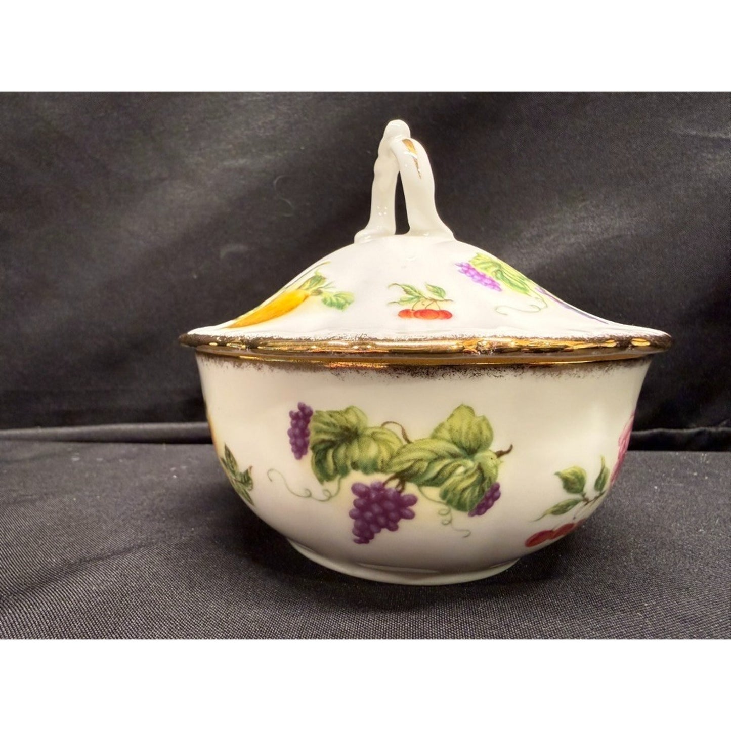 Rare Royal Albert Harvest Rose trinket dish/lidded sugar dish bone china vintage