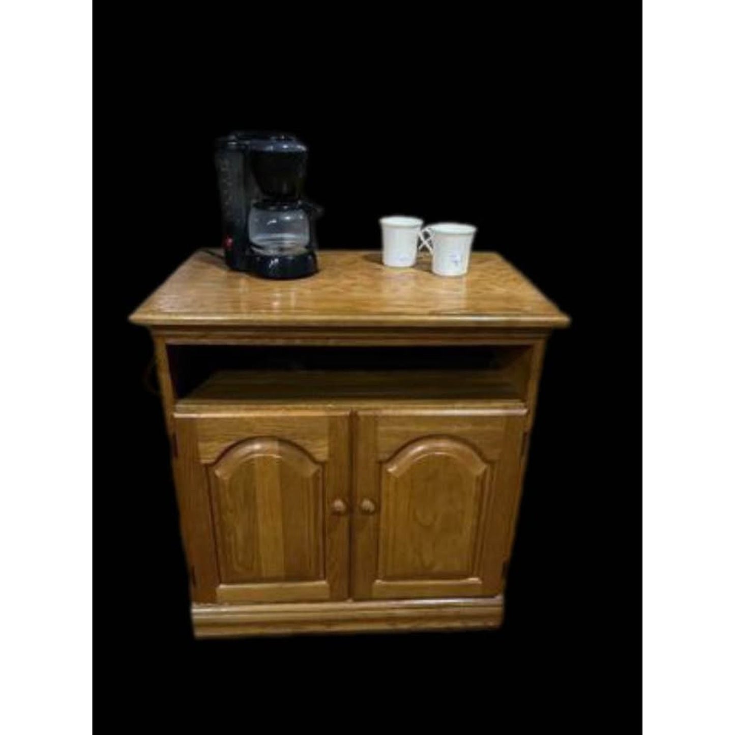 Oak entertainment center/microwave cart / storage cabinet