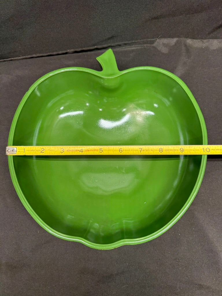 Vintage Hazel Atlas Apple Shaped Salad Serving Bowl Set 7 Piece Set 1950’s Green