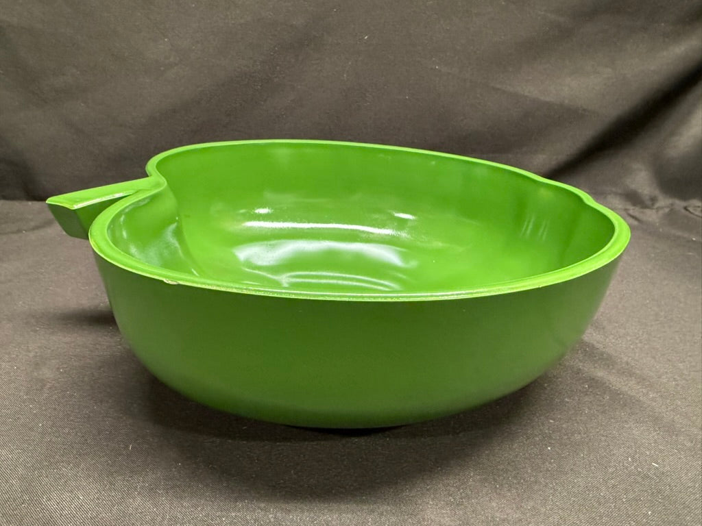Vintage Hazel Atlas Apple Shaped Salad Serving Bowl Set 7 Piece Set 1950’s Green