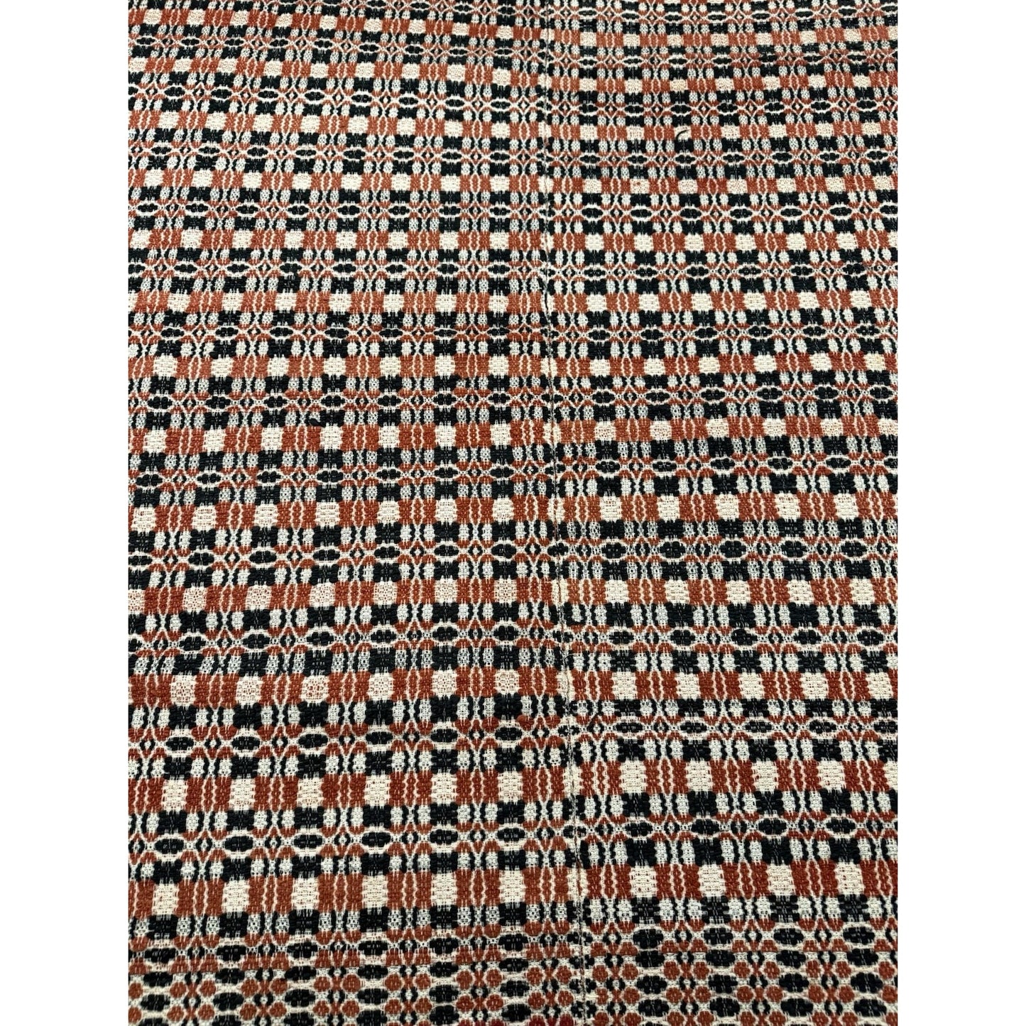 Antique Wool Overshot Coverlet Handwoven 4 Pattern Red Black White Full/queen