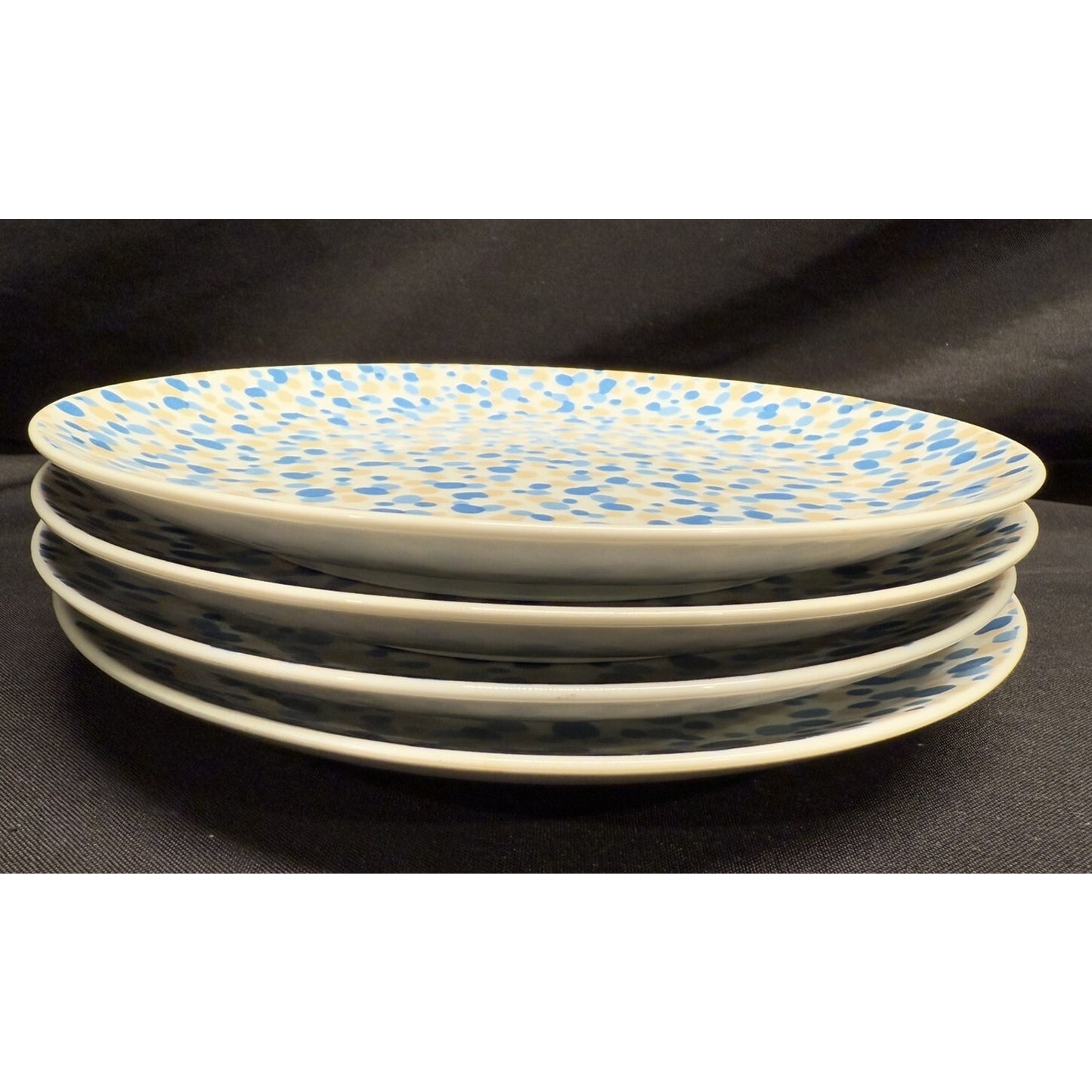 Set 4 Vintage Donghia For Tuscany Confetti Blue & Beige Bread Plates 7.5” Japan