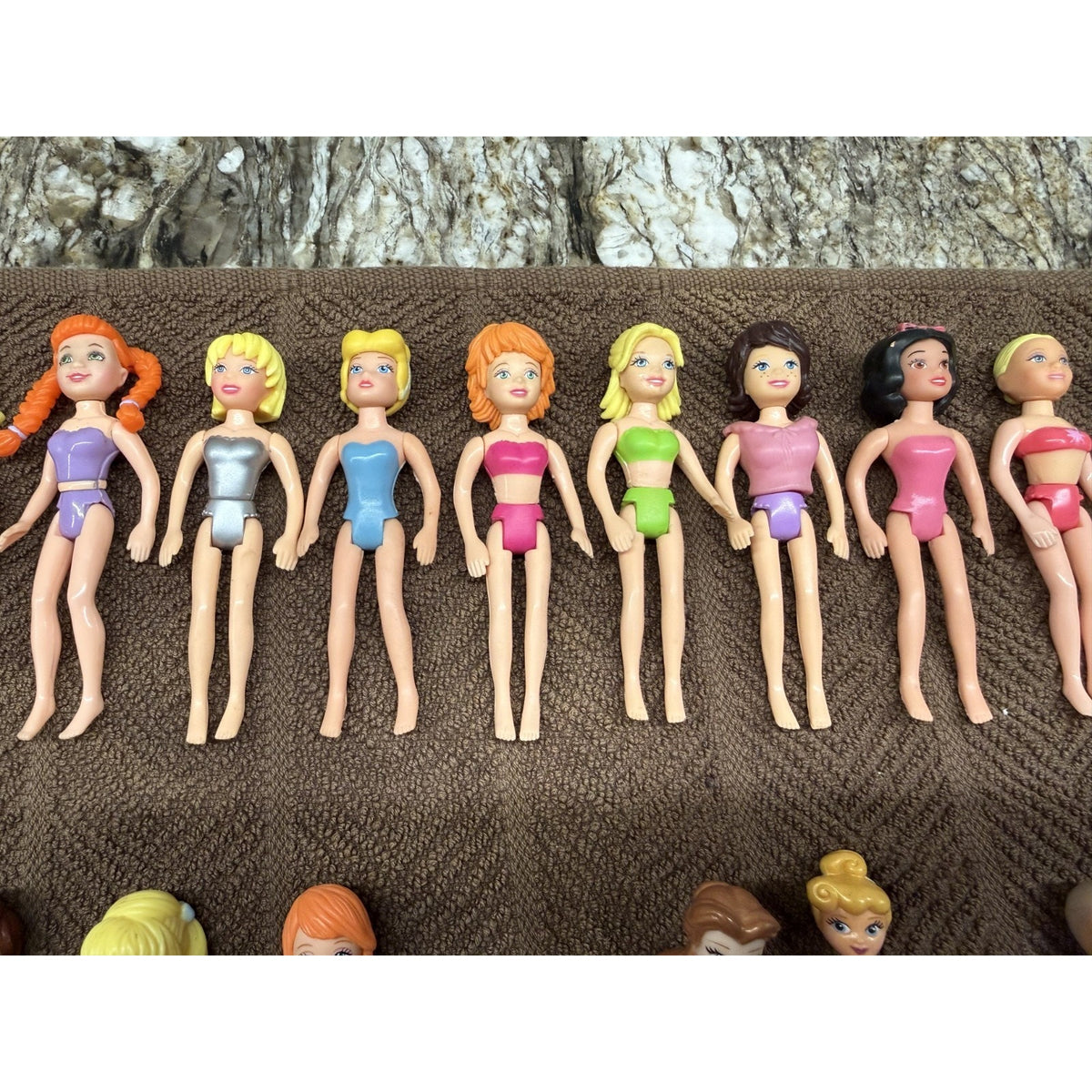34 Pc Polly Pocket Dolls Including 2 Rick Dolls & Disney 3.5-4" tall Vintage