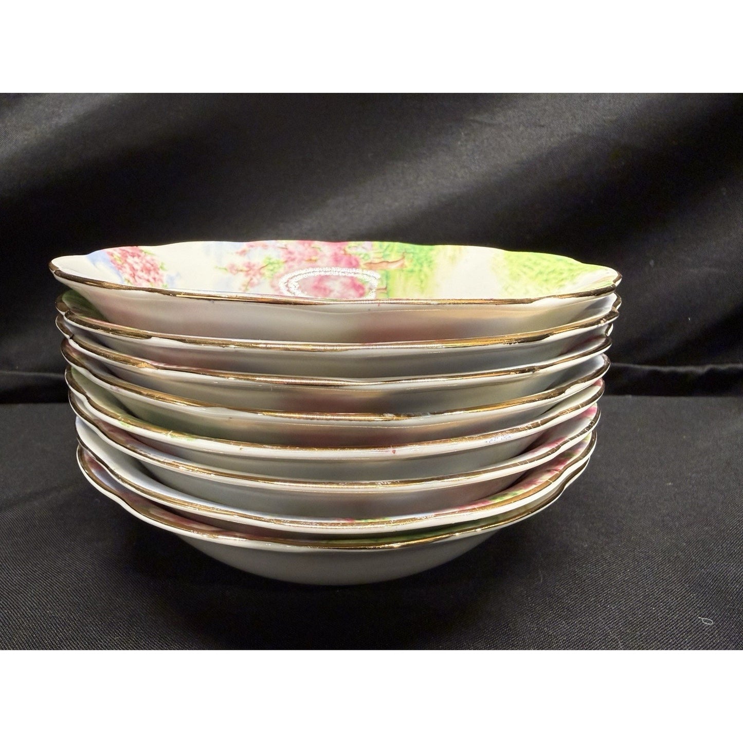 8 Royal Albert England Blossom Time 6” Soup Cereal Bowls Scalloped Rim Pink VTG