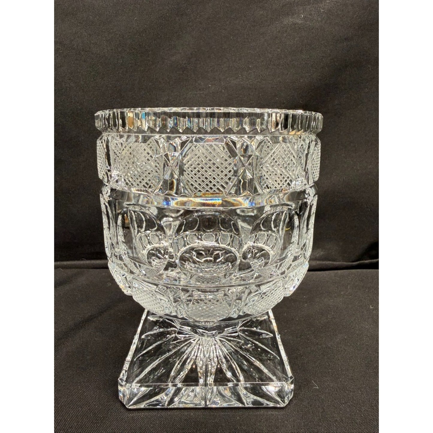 Vintage Bohemia Crystal Pedestal Candy Dish/ Centerpiece Dish square base 5.5"