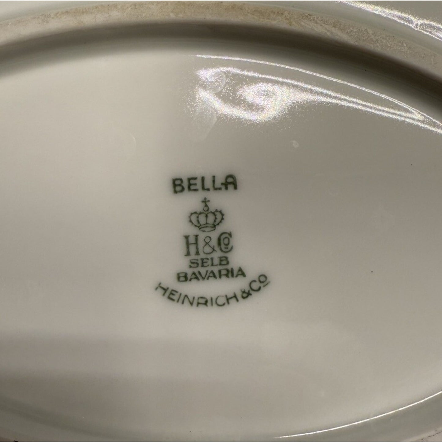 Heinrich & CO Selb Bavaria 16.5” X 11” Oval/octagon Serving Platter Gold vintage