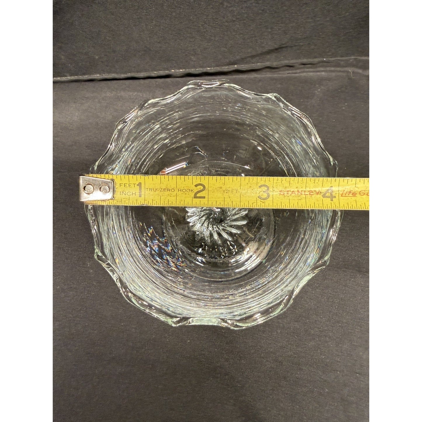 Set Of 4 Dema wave Florentine clear Glass dessert Dishes sherbet glasses 4.25”