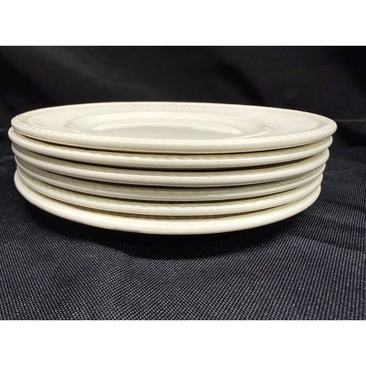 Set of 6 Wedgwood Edme Cream/ White Round Bread Plates Lined Rim 6.5" Vintage