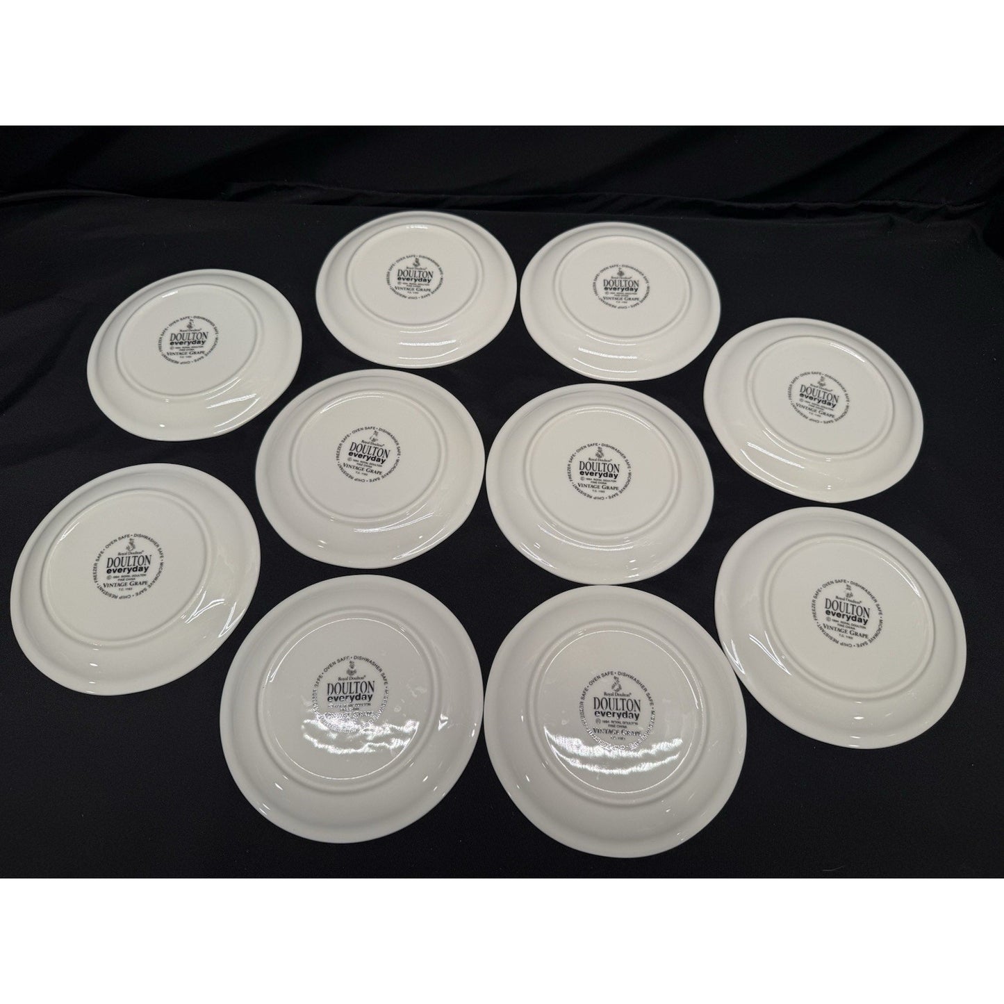 Set Of 10 Royal Doulton Vintage Grape Bread Plates 6.5 Inch Round White Fruit