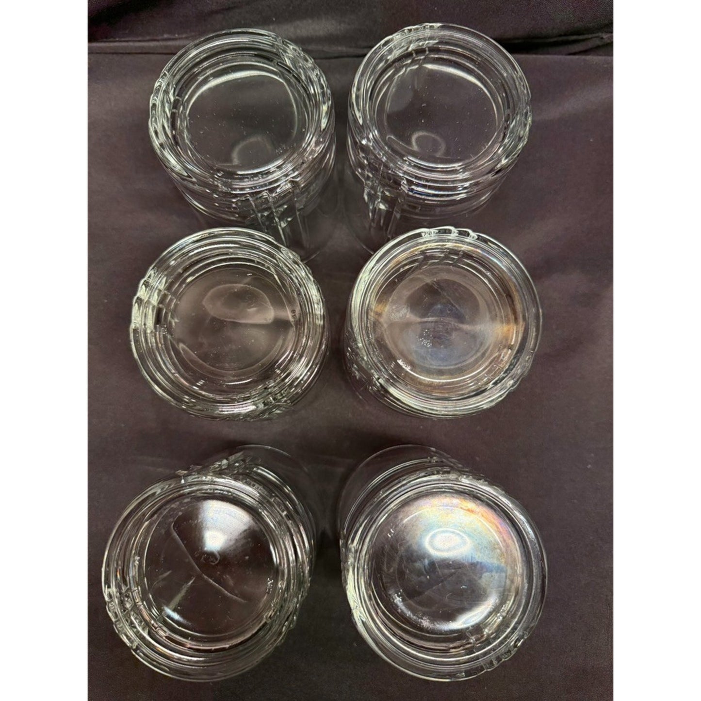 Set of 6 clear old fashioned whisky rocks glasses 4" small tumblers round USA
