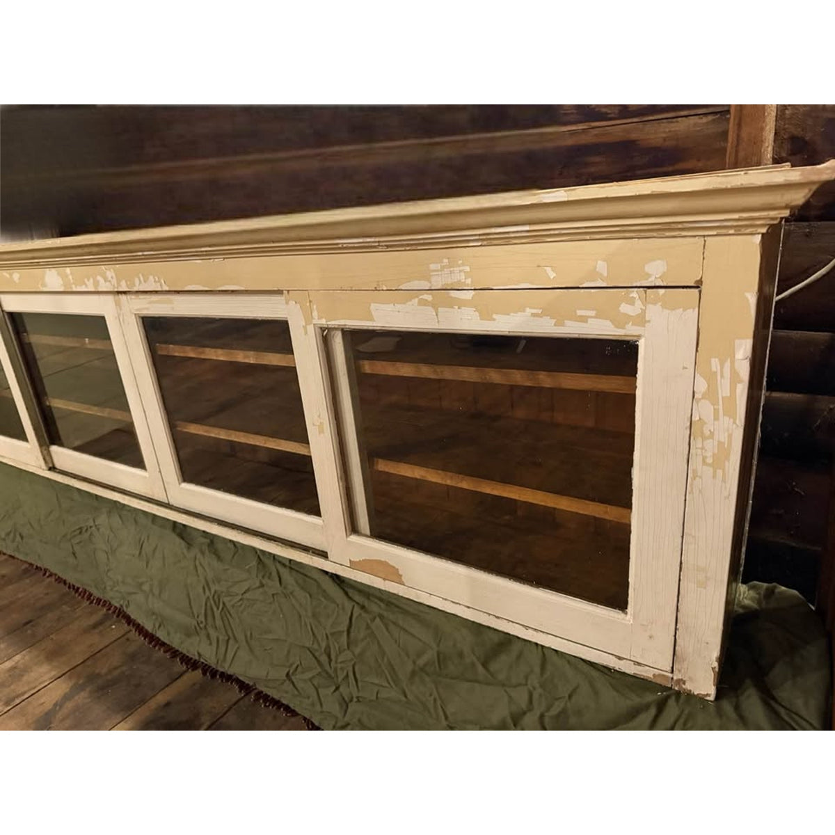 Unique architectural salvage display cabinet w/sliding glass doors/sideboard from late 1800’s