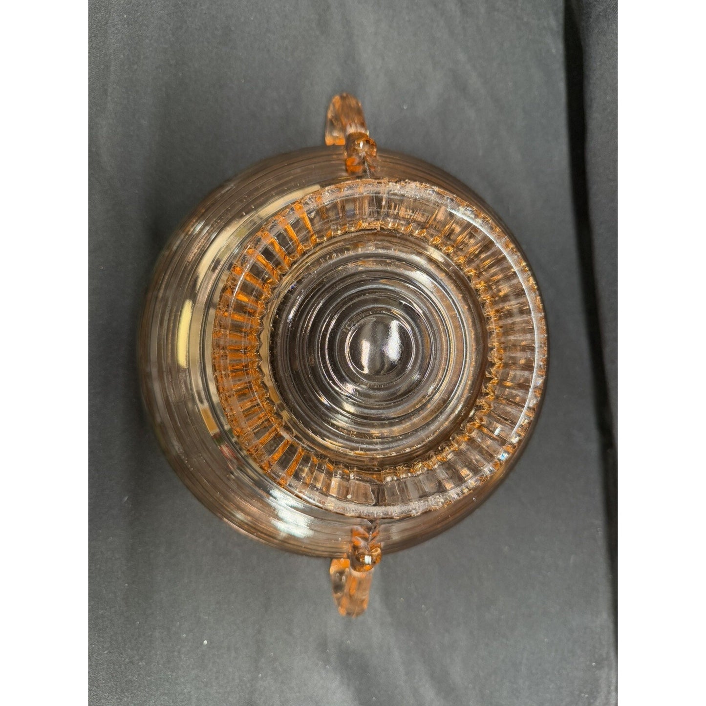 Anchor Hocking 1930s Pink Manhattan Depression glass pedestal bowl with handles
