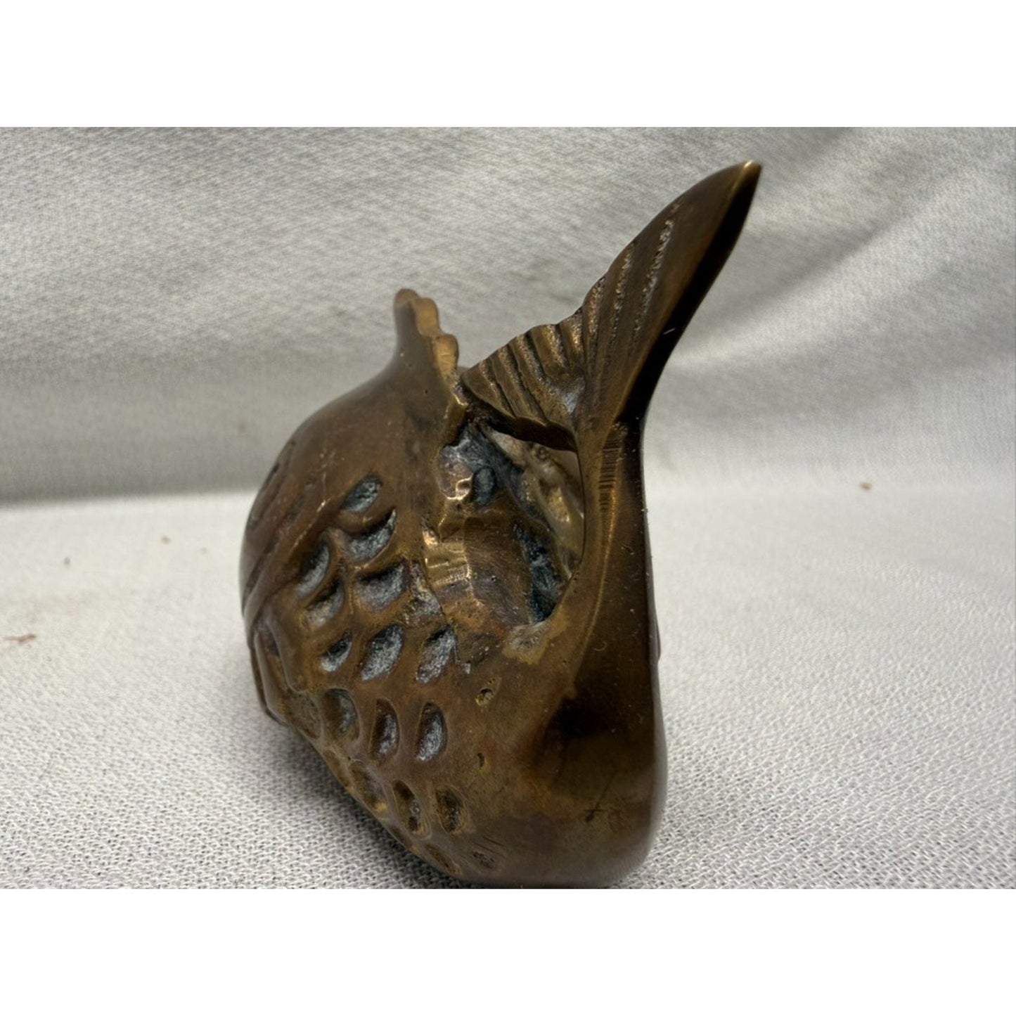 Walter Bosse Mid Century Modern Fish Sculpture Brass Ashtray 1950s 3.5" x2.5"