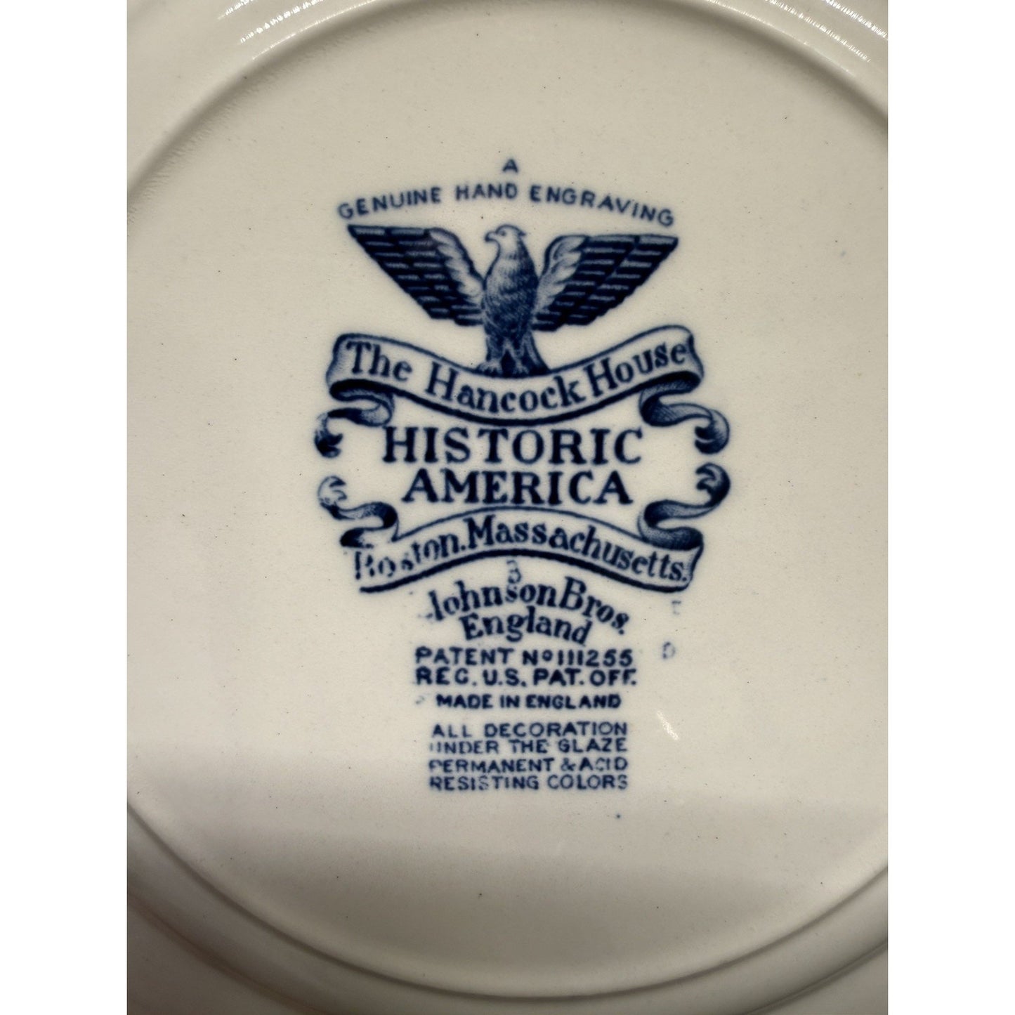 (6) Johnson’s Bros. Historic America Boston Hancock House 7” salad Plate VTG
