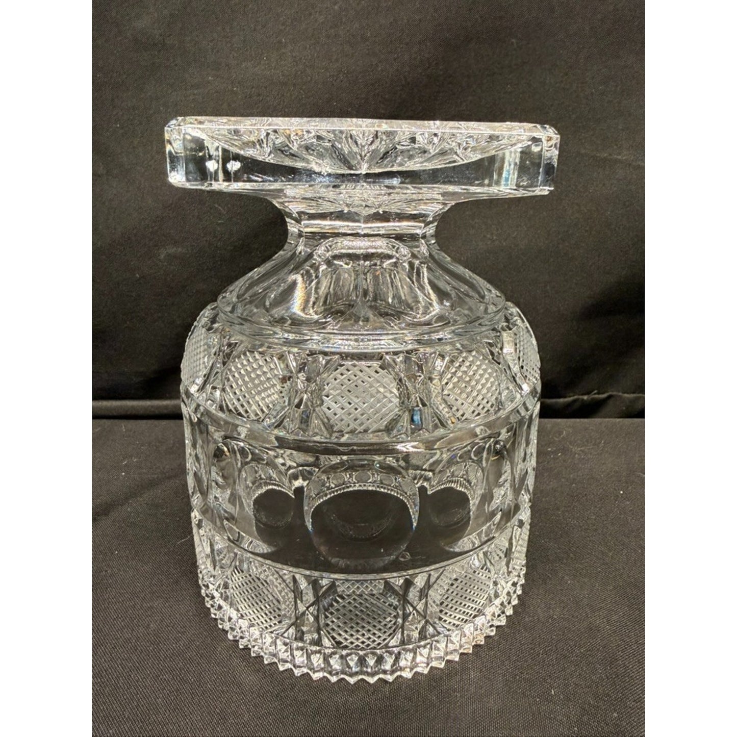 Vintage Bohemia Crystal Pedestal Candy Dish/ Centerpiece Dish square base 5.5"