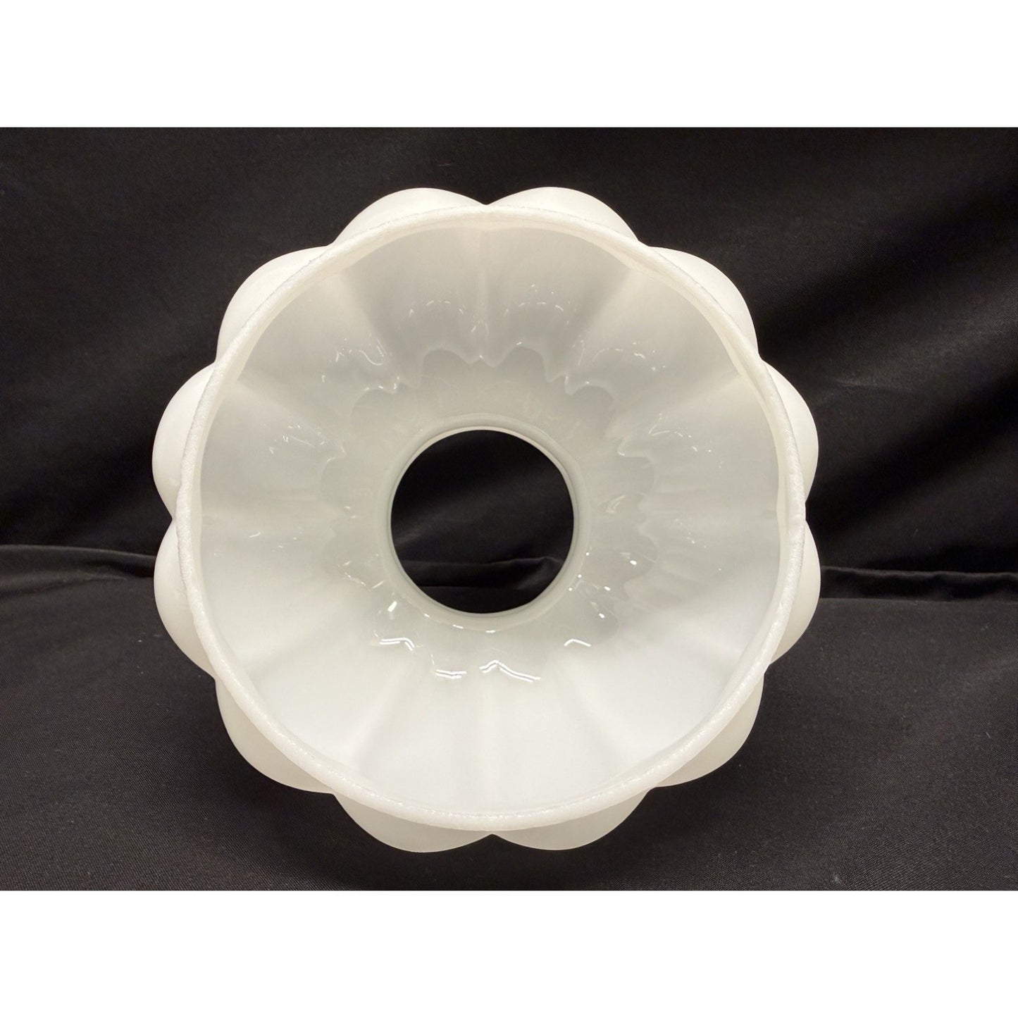 B & P opal White milk glass Melon shade style student Lamp Shade hand blown 6”