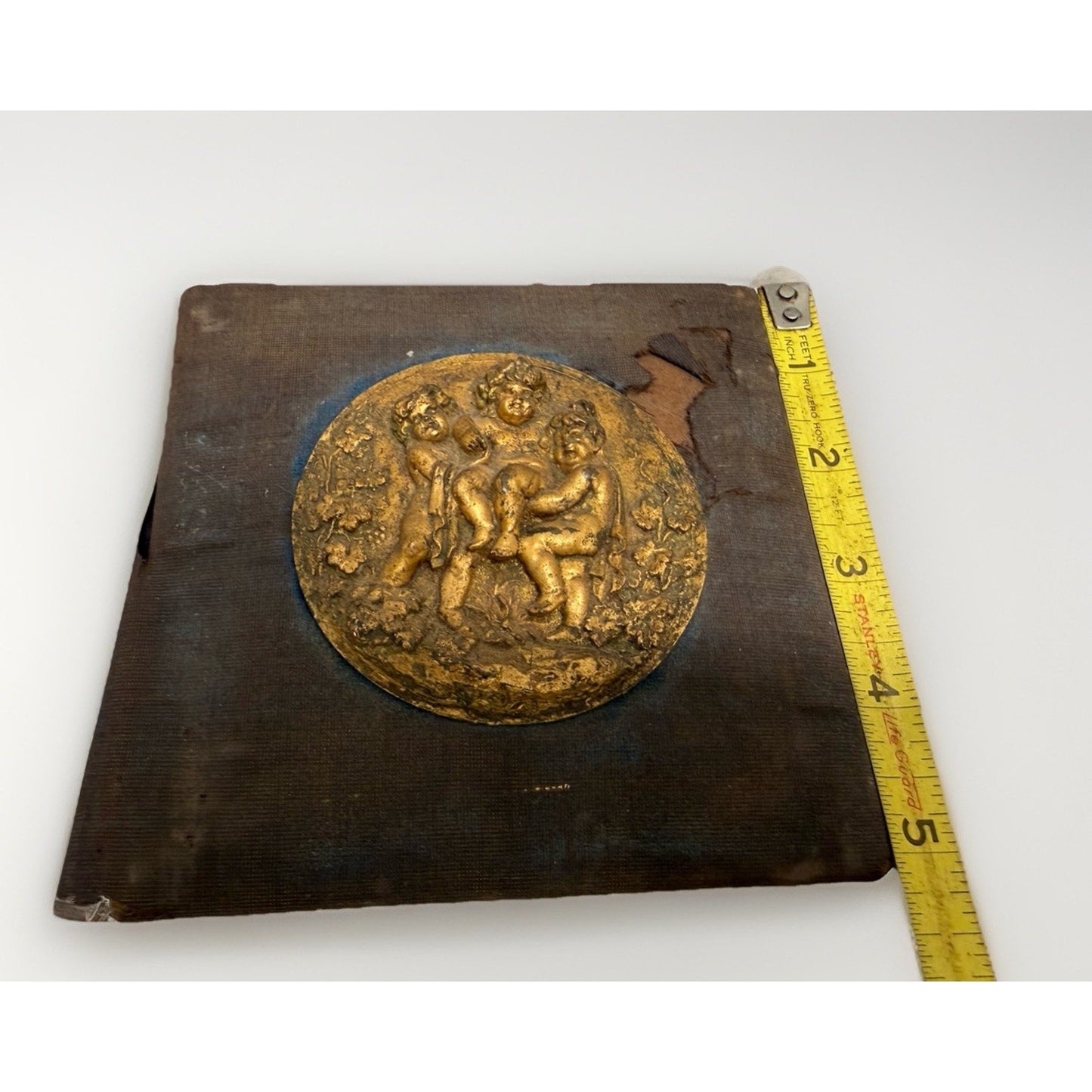 Rare Antique French Style 3 Cherubs Brass/bronze Relief Plaque Casting Late 1800