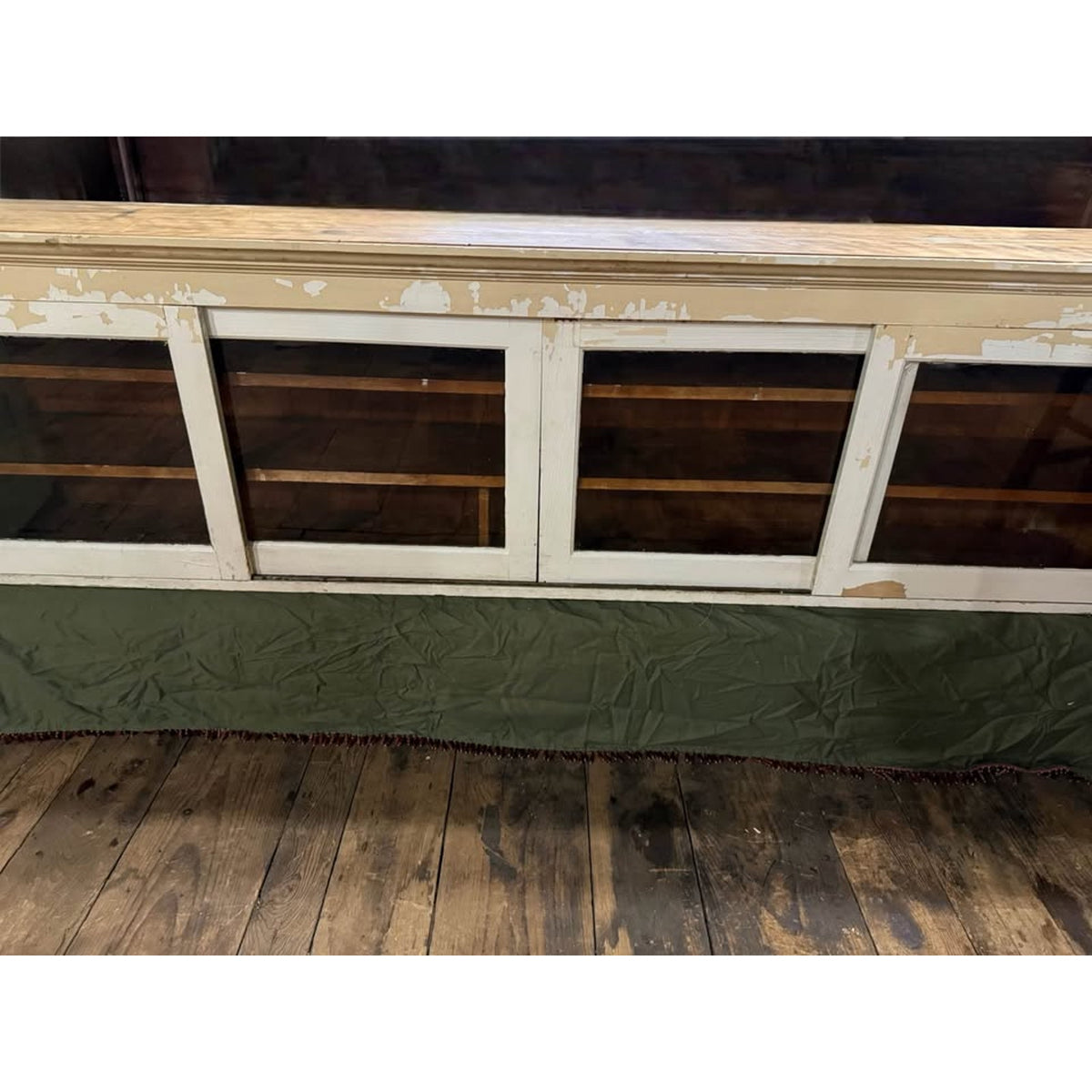Unique architectural salvage display cabinet w/sliding glass doors/sideboard from late 1800’s
