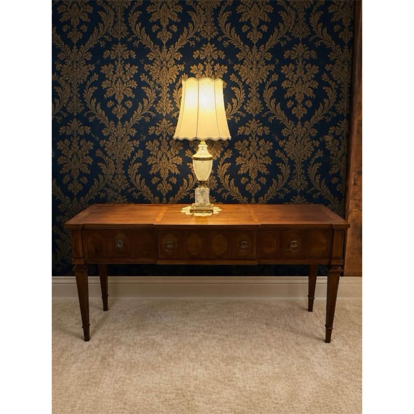 Vintage thomasville inlaid mahogany console table/sofa table/buffet