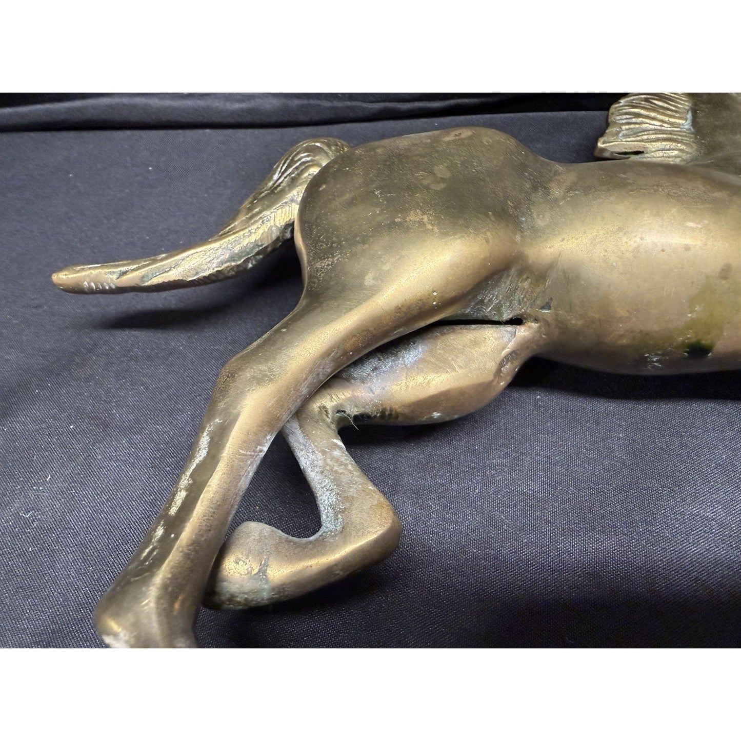Williamsburg Pottery Factory Solid Brass Horse Statue Vintage 10” Equestrian
