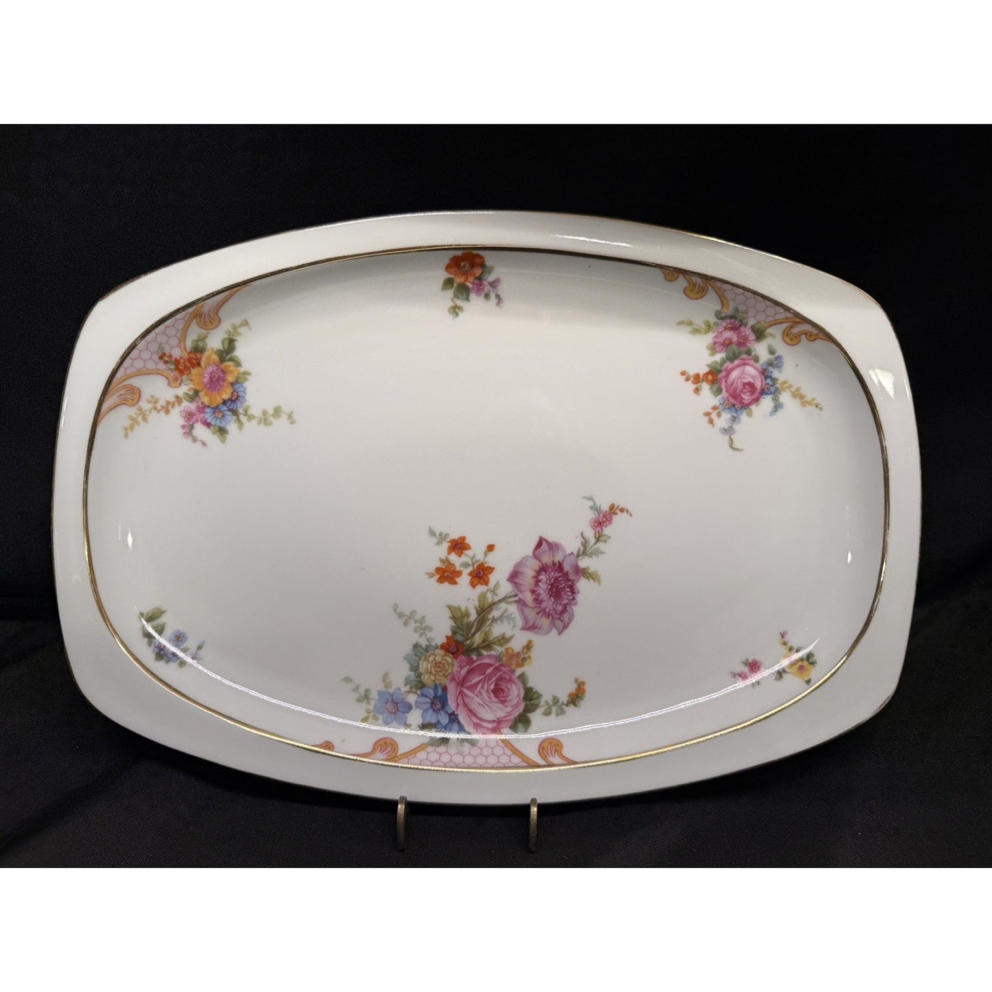 Epiag Czechoslovakia Vintage bridal rose Oval Serving Platter 14.5” porcelain