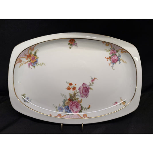 Epiag Czechoslovakia Vintage bridal rose Oval Serving Platter 14.5” porcelain