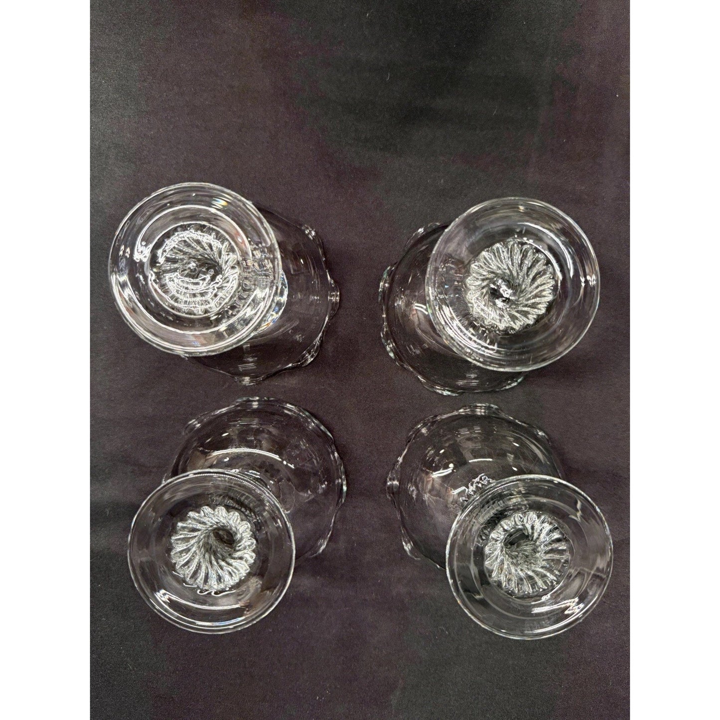 Set Of 4 Dema wave Florentine clear Glass dessert Dishes sherbet glasses 4.25”
