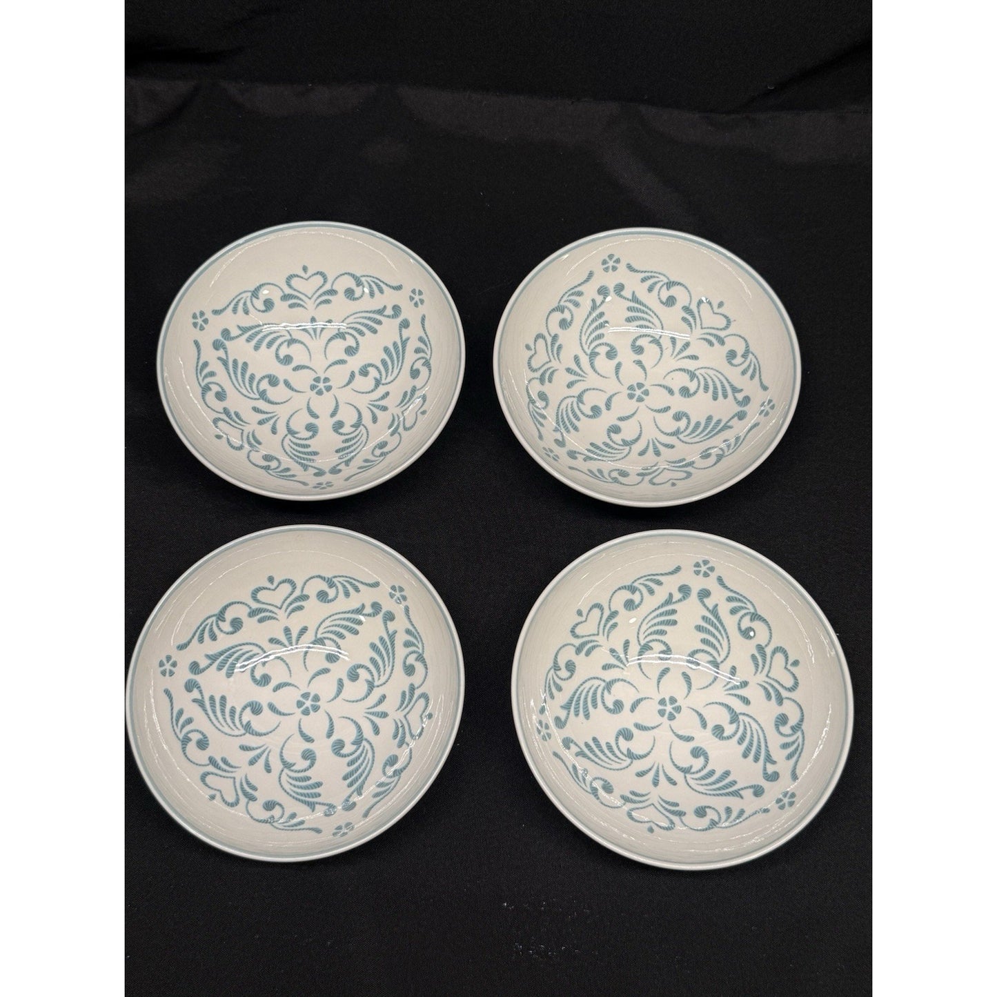 Franciscan Blue Fancy Stoneware Berry snack Bowls Blue White 5” X 1.5” Set Of 4