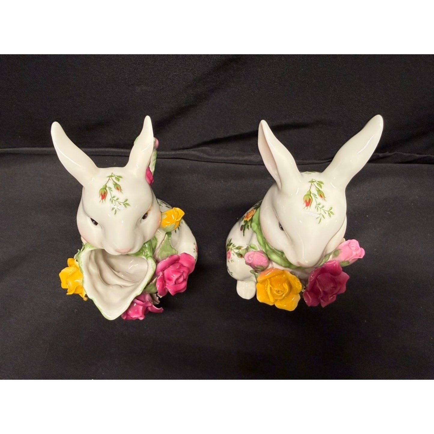 Pair of Royal Albert Old Country Roses Bunny Sugar Bowl & Creamer dish vintage