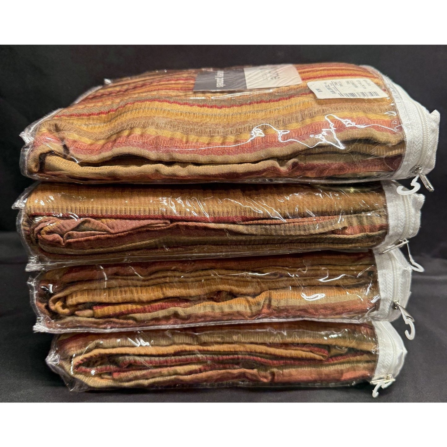 JC Penny St James single panel drapes striped red brown tan 50"x95" brand new