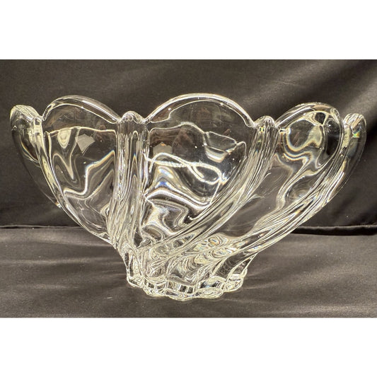 Mikasa Crystal clear serving centerpiece bowl peppermint swirl 10” x 5.25” tall